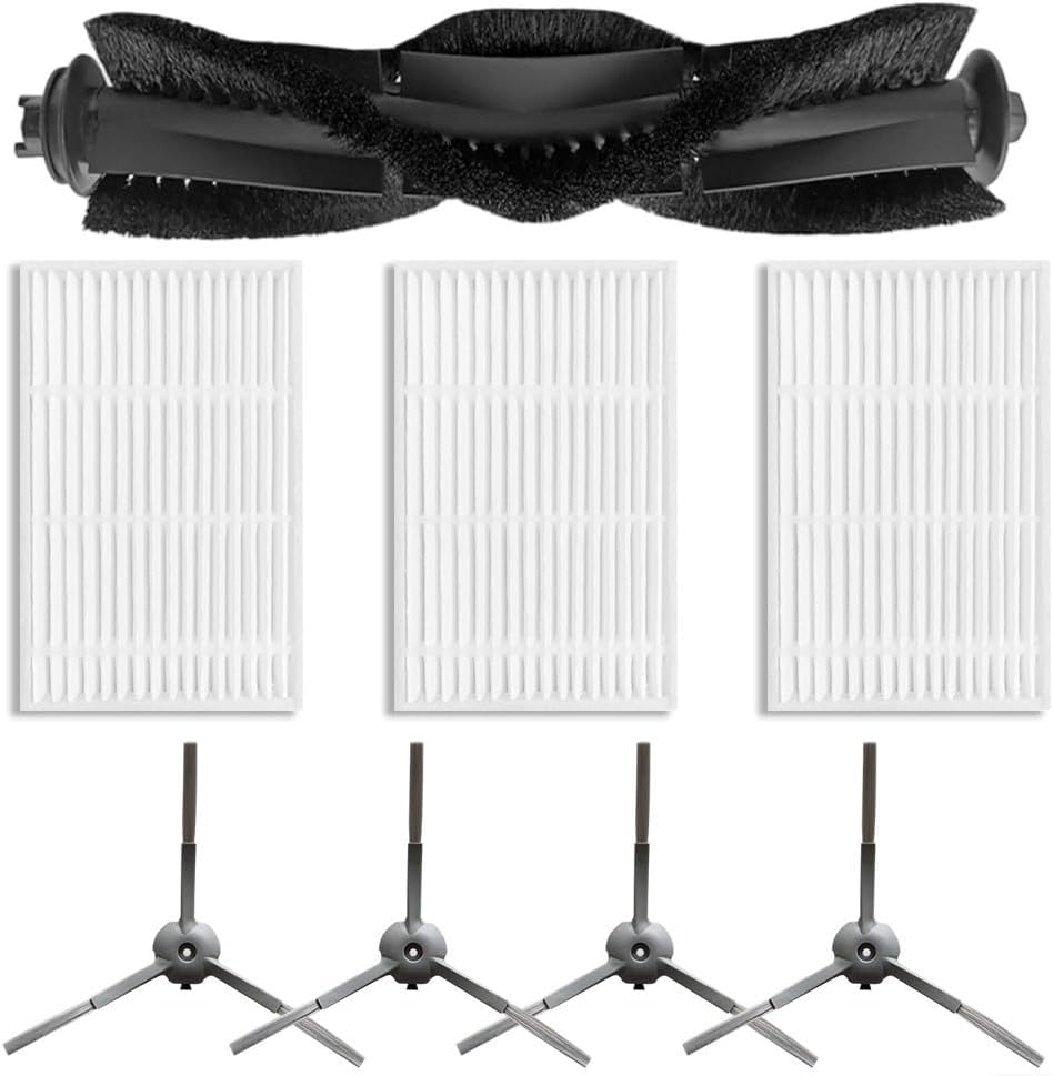 Main Brush 4 Side Brushes and Filter Kit for ILIFE For V20 Robot Vacuum Cleaner Compatible with Vyzzle D10 For Lydsto R1D Edge Eve