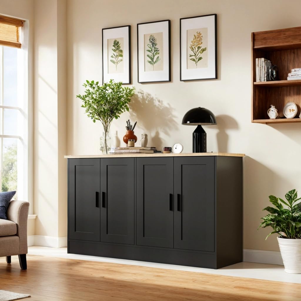 53" Bla Buffet Cabinet with Stora, Modern Kitchen Sideboard