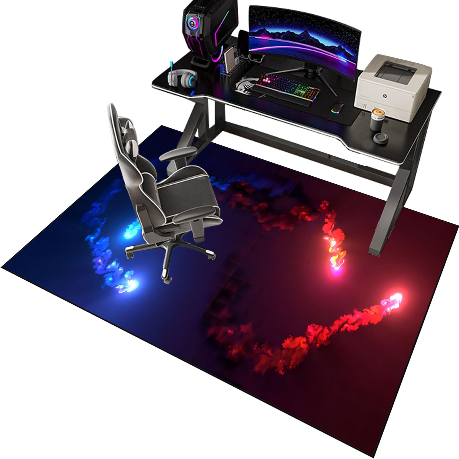 Tapis Gaming de Bureau Antidérapant pour Sols Durs, Protection du Sol, Chaise Gaming, 150 x 180 cm