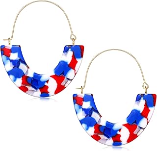 Acrylic Earrings Tortoise Hoop Earrings Statement Wire Resin Earrings Fan Drop Dangle Earring for Women