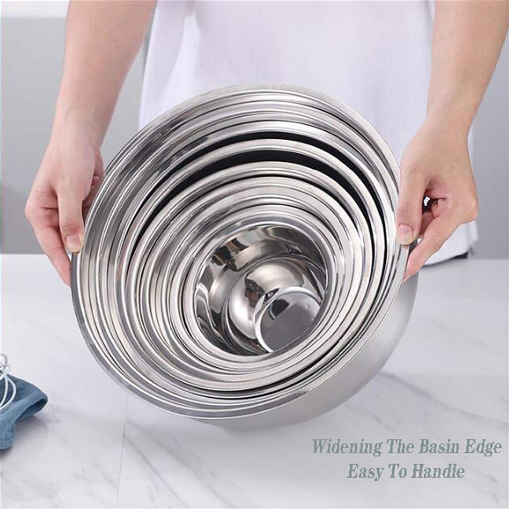 Juego de 5 ensaladeras de Acero Inoxidable - Cuencos encajables de Metal para Cocina para Mezclar, batir y almacenar Alimentos (tamaño 18~26 CM) - Sin Tapa-