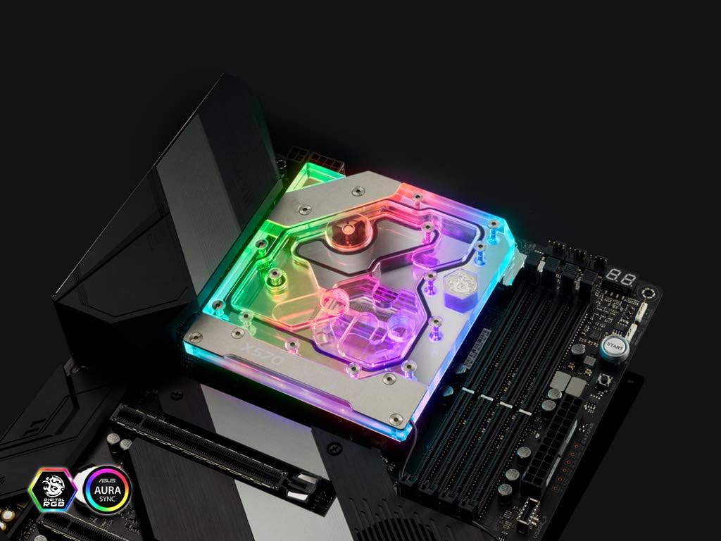 Bitspower Monoblock installed on motherboard with RGB