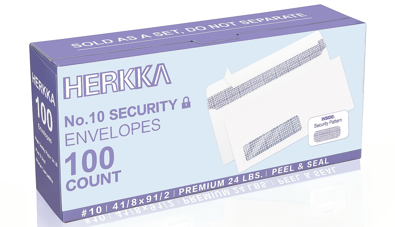 Photo 1 of 100 Pack #10 Single Left Window SELF Seal Security Envelopes, Designed for QuickBooks Invoices & Business Statements, Computer Printed Checks Peel and Seal Flap, Size 4-1/8 x 9-1/2 Inches, 24 LB
