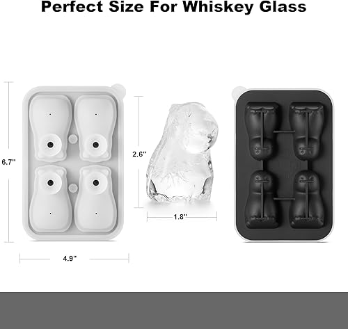 Vista 29 de Molde 3D para cubitos de hielo para perro salchicha, 4 agujeros, forma divertida, bandeja grande para cubitos de hielo para whisky, cóctel, bourbon