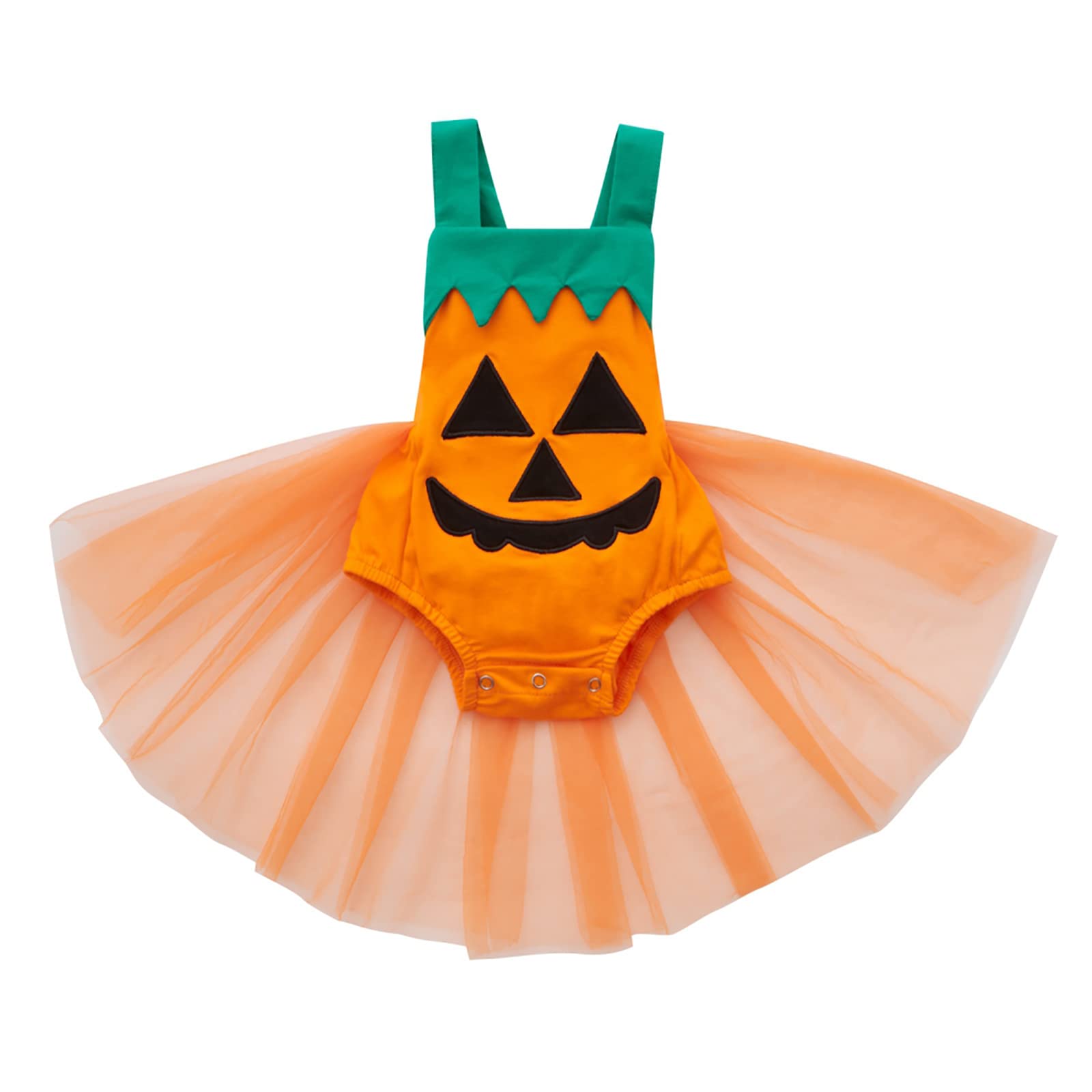 Savlot Baby Girl Halloween Monster Ghost Costume Romper Dress Stripe Suspender Tutu Skirt Newborn Infant Fall Halloween Pumpkin Outfit 0-24Months