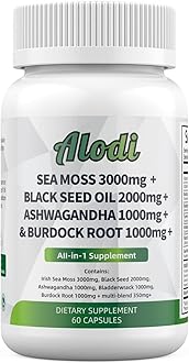 Sponsored Ad - Super Sea Moss Blend - Advanced Formula with Ashwagandha KSM 66, Black Seed Oil, Burdock Root, Bladderwrack, Turmeric, ACV, Ayurveda - Lab Tested, Maximum Potency for Men and Women