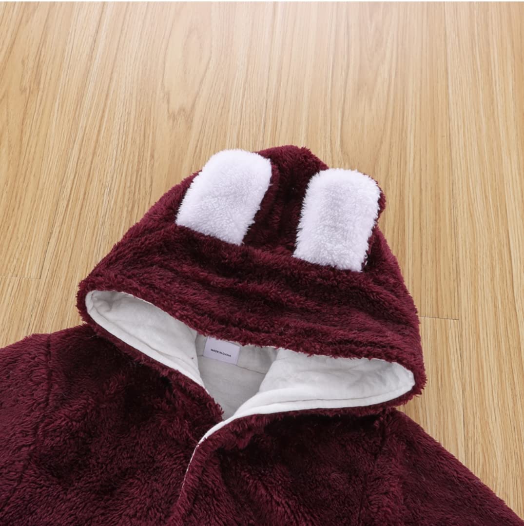 BRANDONN Unisex Baby Flannel Reversible Jumpsuit Panda Style Cosplay Clothes Bunting Outfits Snowsuit Hooded Romper Outwear (Coffee, 12-18 Months) - Image 4 thumbnail