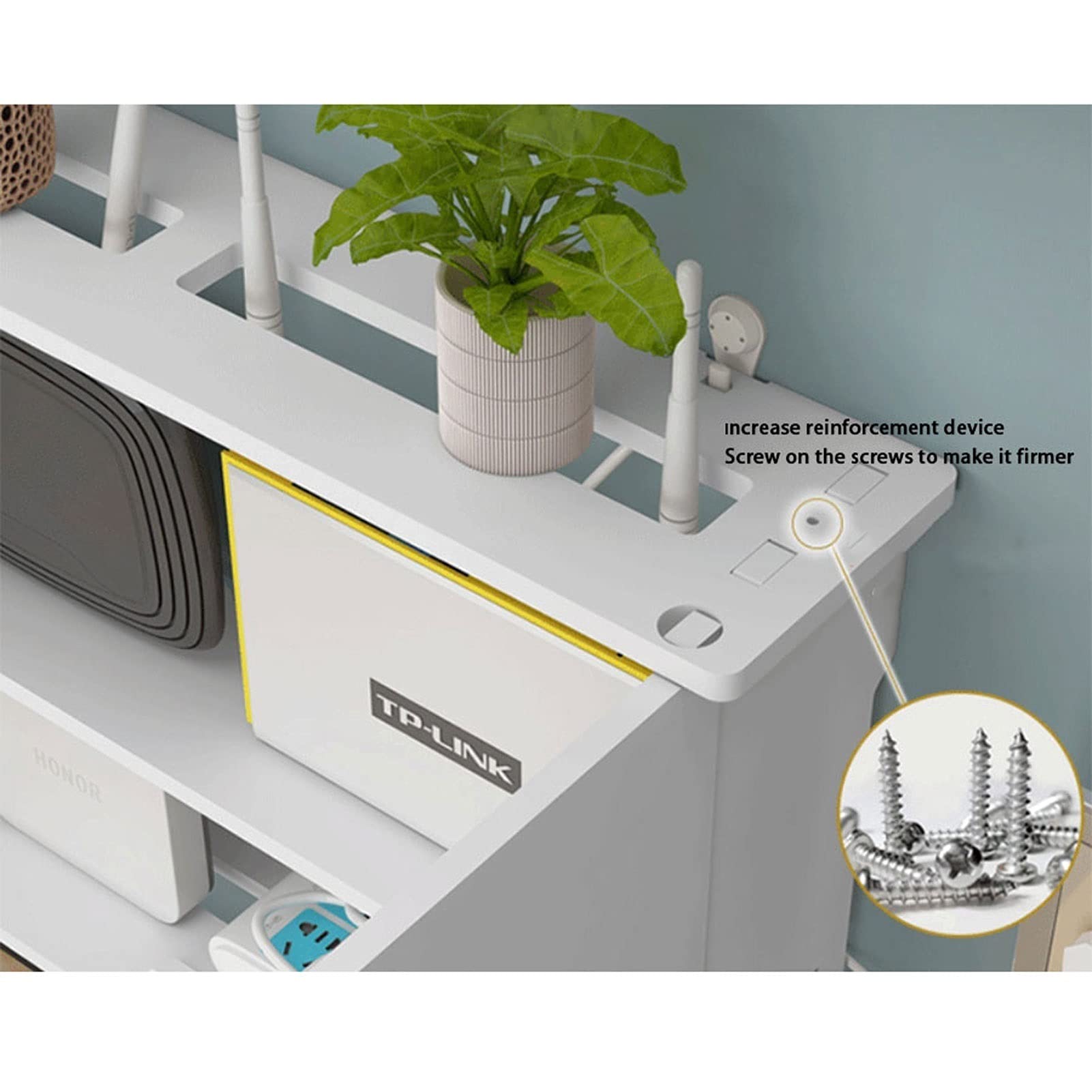 Moderno supporto da parete per centro di intrattenimento galleggiante per Sky Box, console di gioco, lettore DVD, decoder via cavo, router e telecomandi, mensola in metallo a 2 livelli per componenti