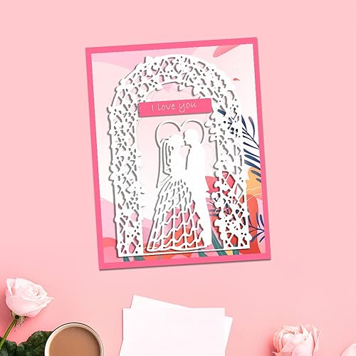Miniatura 8 de Troqueles de corte de marco de corazón de amor de flores, fondo de tarjeta, troqueles para hacer tarjetas, fondo de marco 3D, troquelado en relieve,
