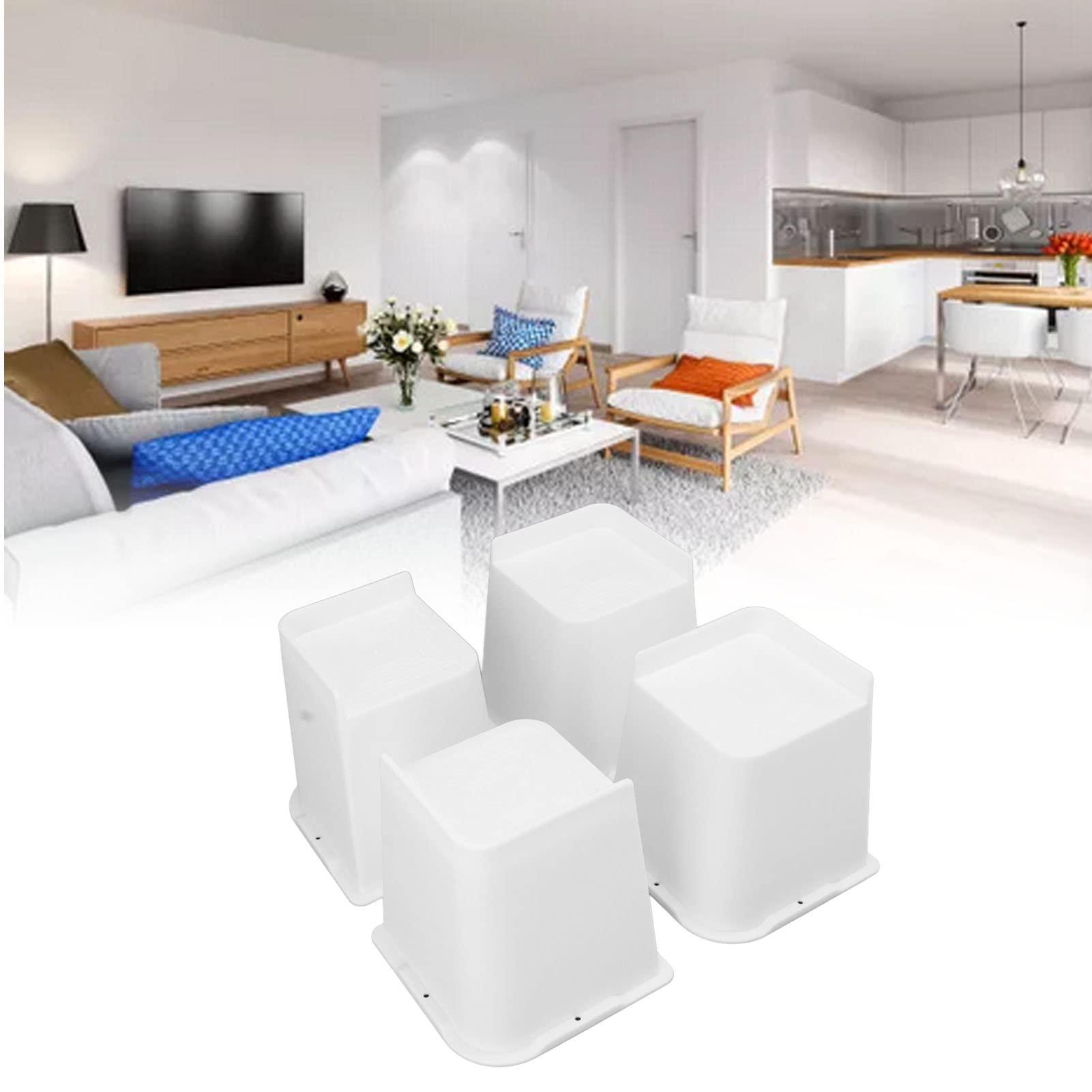 4 Uds. Elevadores para Muebles, Elevador Trapezoidal de 6 Pulgadas en Forma de L, elevadores Antideslizantes para Cama, sofá, Extensor de Patas para Muebles