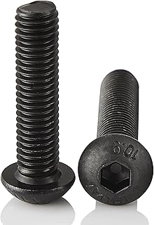 Joamang M8-1.25 x 16mm Button Head Socket Cap Screws Bolts, 10.9 Grade Alloy Steel, Black Oxide Finish, Metric Allen Hex Drive, Fully Threaded, Quantity 20