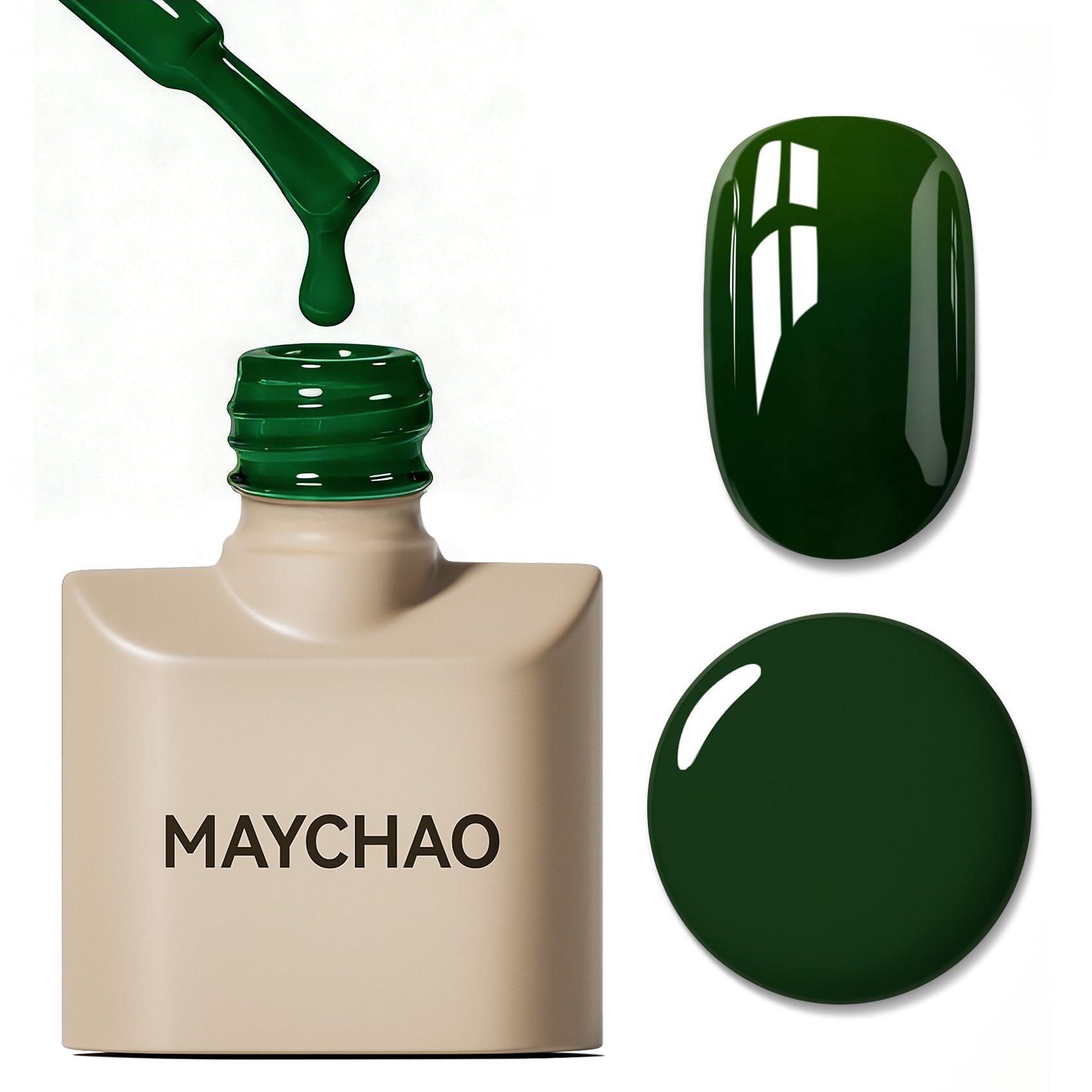 MAYCHAO 15ML Green Gel Nail Polish 1Pc Forest Green Gel Polish Soak Off UV LED Nail Varnish Nail Art Starter Manicure Salon DIY at Home, 0.5 OZ