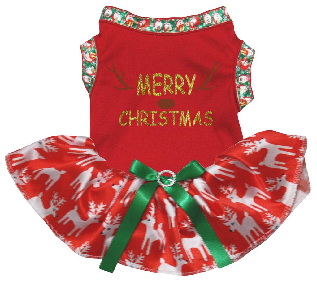 Robe en coton pour chien rouge idéale pour le réveillon de Noël en famille