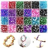 Huisipool 1920pcs 8 Colors Glass Beads for Jewelry Making, 4mm 6mm 8mm Round Spacer Loose Beads Used for Bracelet Necklace Accessories