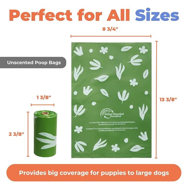 Foto 5 de 8 de Best Pet Supplies Bolsas para excrementos para perros, 50% de contenido reciclado posconsumo