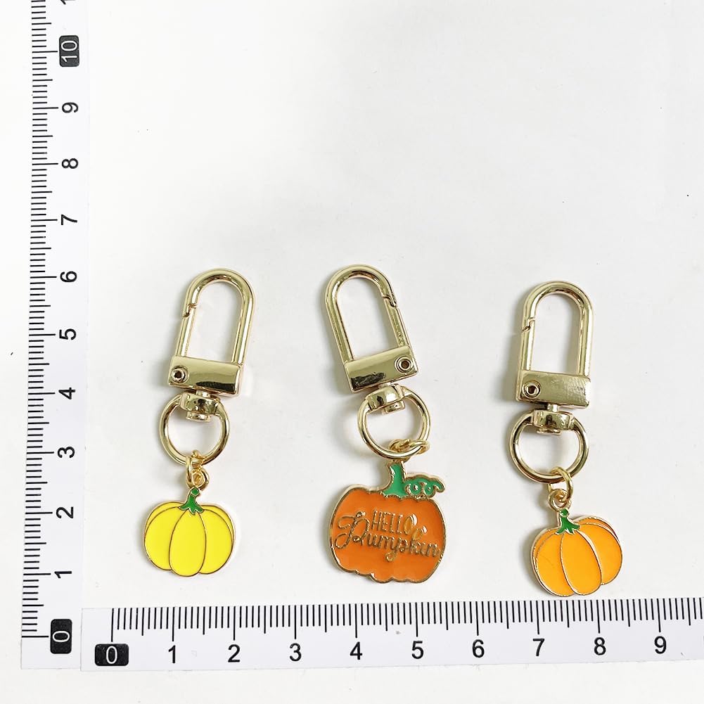 3pcs Thanksgiving Pumpkin Cute Keychain Set Leaf Small Key Chain for Women Bag Charm Car Key Ring Pendant PUMPKIN - Image 4