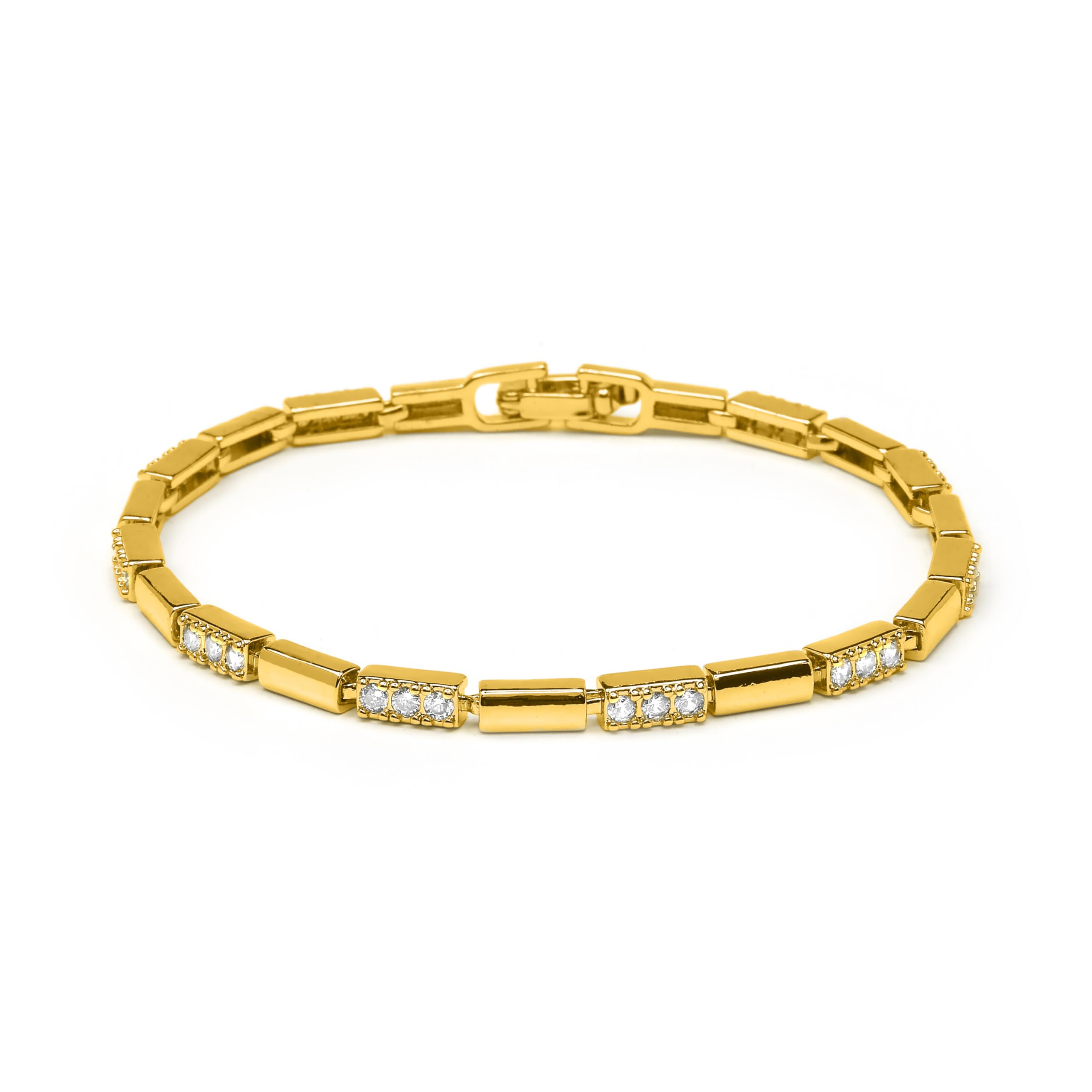 Pulsera de Plata de Ley 925 con Cristal Verde acabada en oro amarillo