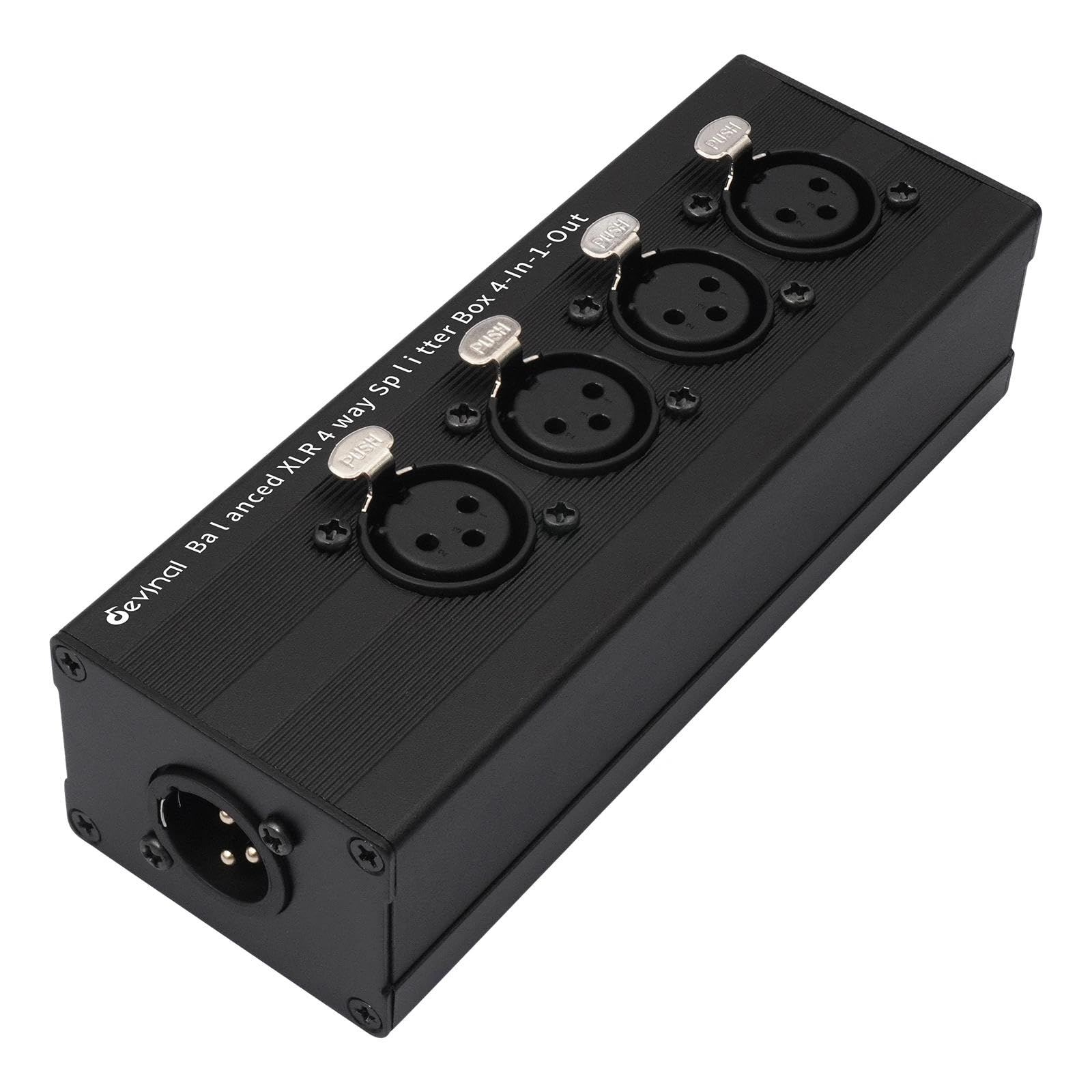 Boîtier répartiteur audio XLR 4 en 1 sortie, convertisseur XLR 4 femelle vers 1 mâle ; câble audio stéréo passif 4 voies