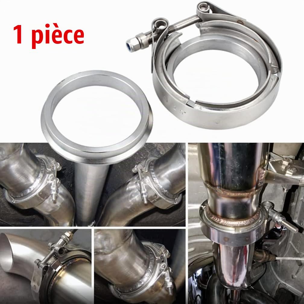 DEWIN Kit de Bride de Serrage à V-Clamp, Bride d'Echappement en Acier Inoxydable de 2,0 Pouces pour Tuyaux de Descente D'échappement Turbo
