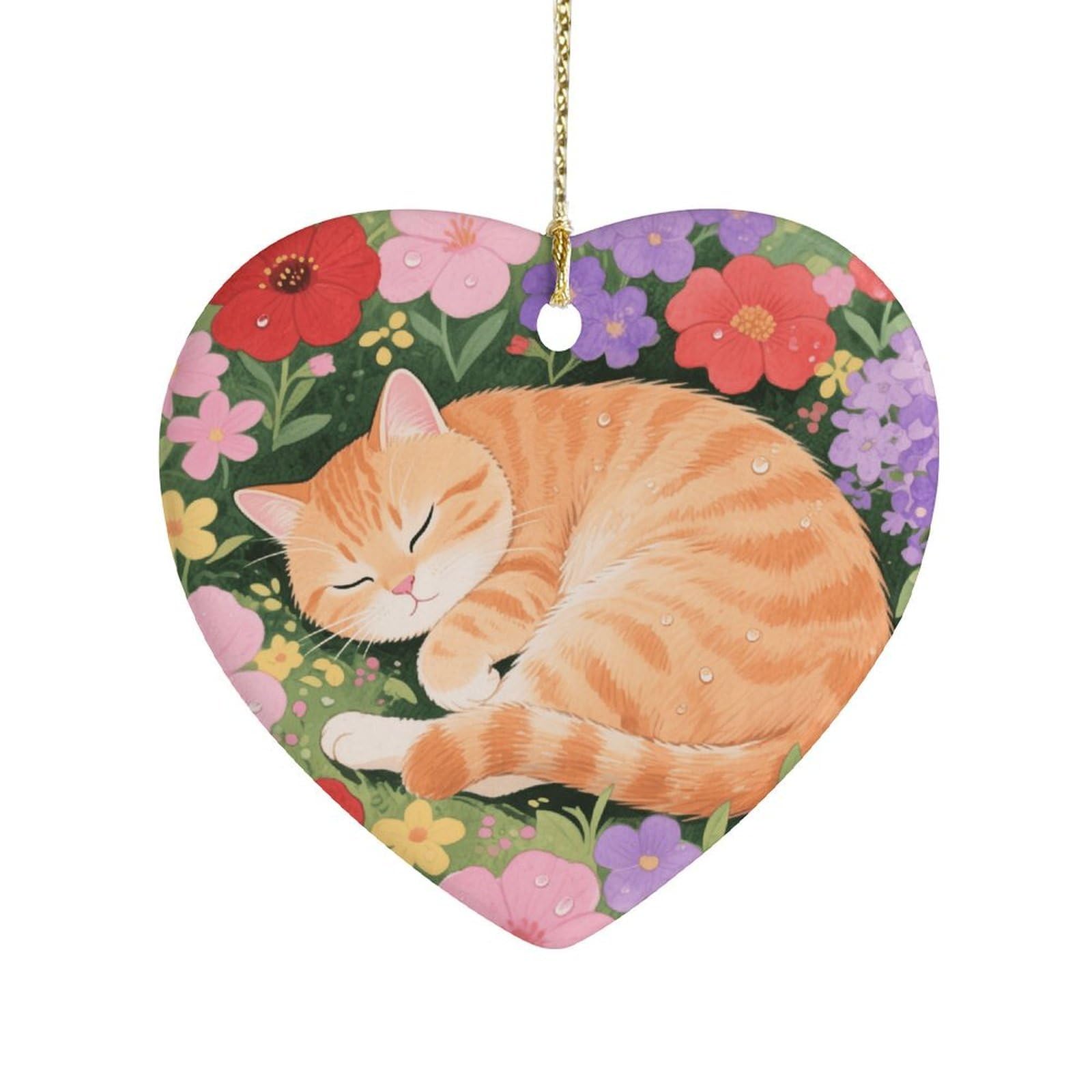 Fekiloot Style Napping Cat Ceramic Ornament Home Decor Keepsake