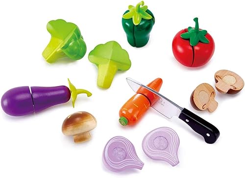Hape Hortalizas de jardín | Accesorios de cocina de madera para niños, comida de juego de simulación, surtido de ingredientes para niños pequeños a