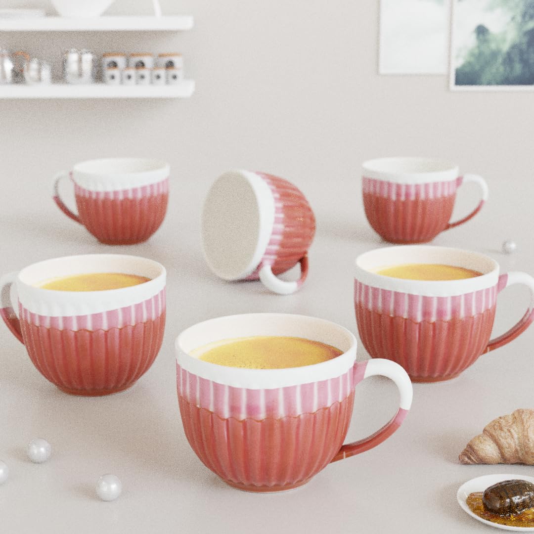 Buy The Earth Store Dual Tone Glam Pink Handcrafted Microwave Safe Ceramic Chai/Tea Cups Small