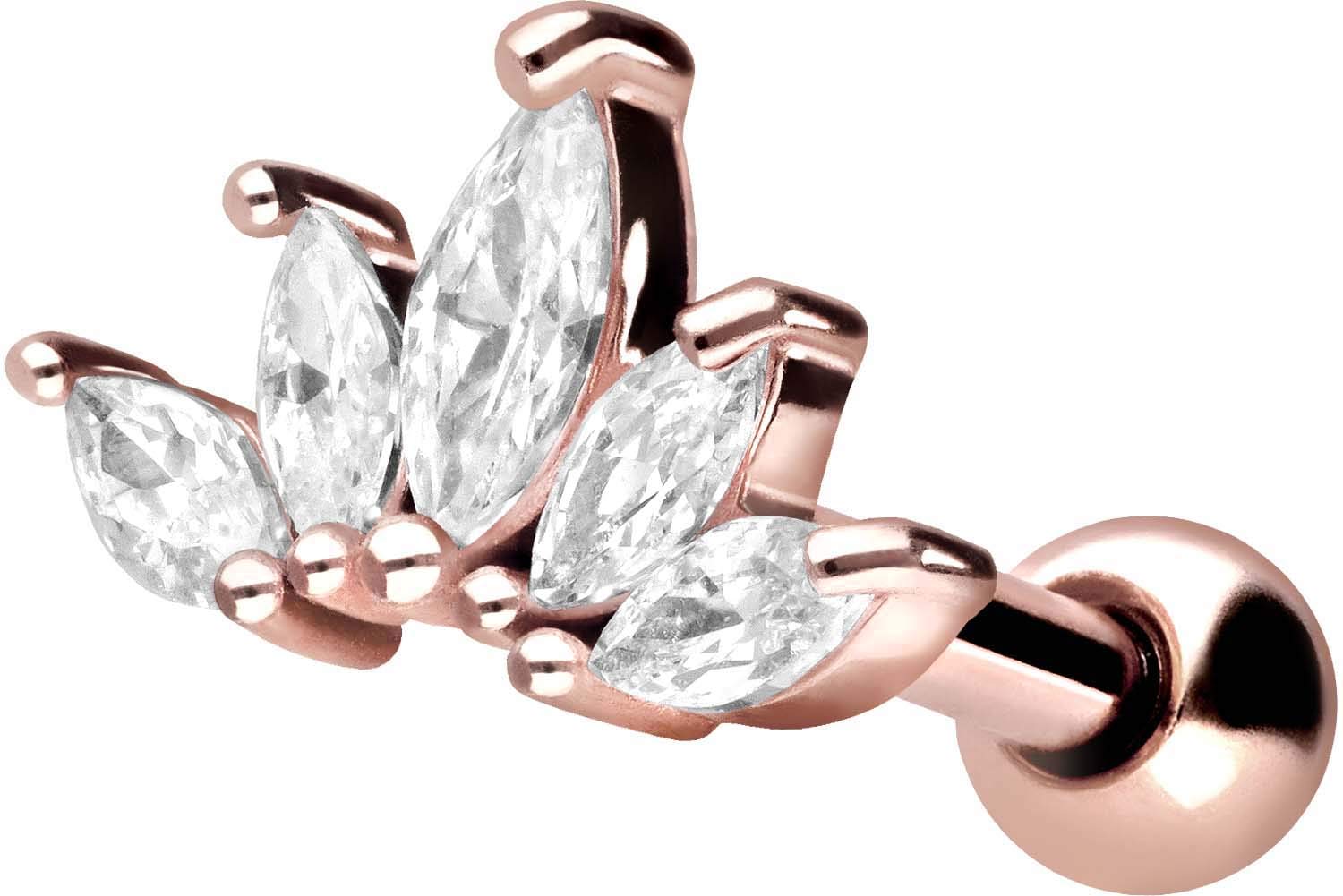 PIERCINGLINEsurgical steel ear piercing - lotus blossom piercing as ear stud, helix or tragus in 4 stylish colours