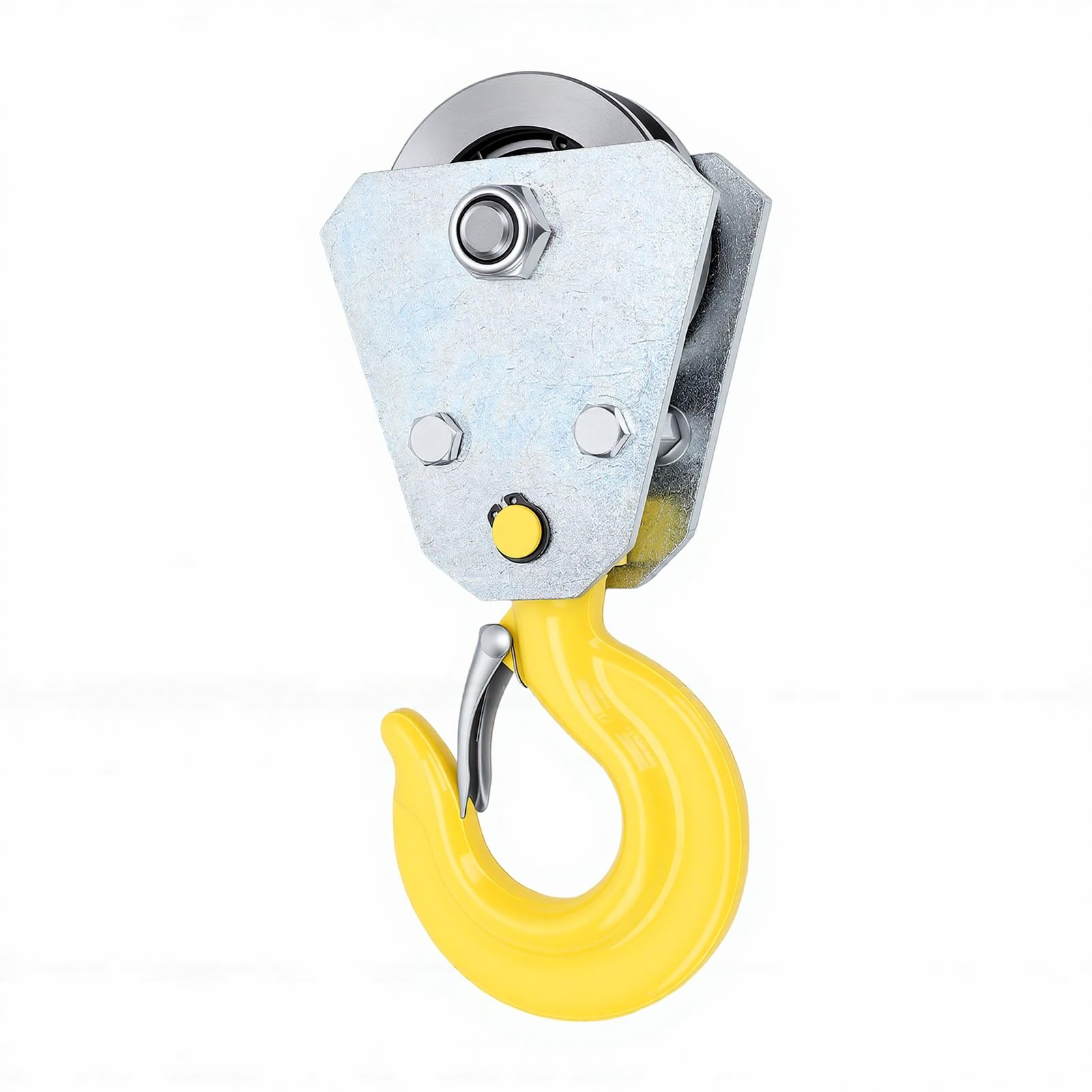 Eujgoov 2T Heavy Duty Pulley Hook 360 Degree Rotating Snatch Block z Kołem ze Stali Mn i Zaczepem Nawęglanym, do Podnoszenia Lin Stalowych i Bezpieczeństwa ładunku.