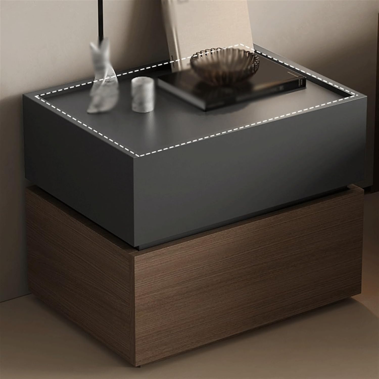 Ptomoto】サイドテーブル 引き出し付き 木製 北欧風 ナイトテーブル