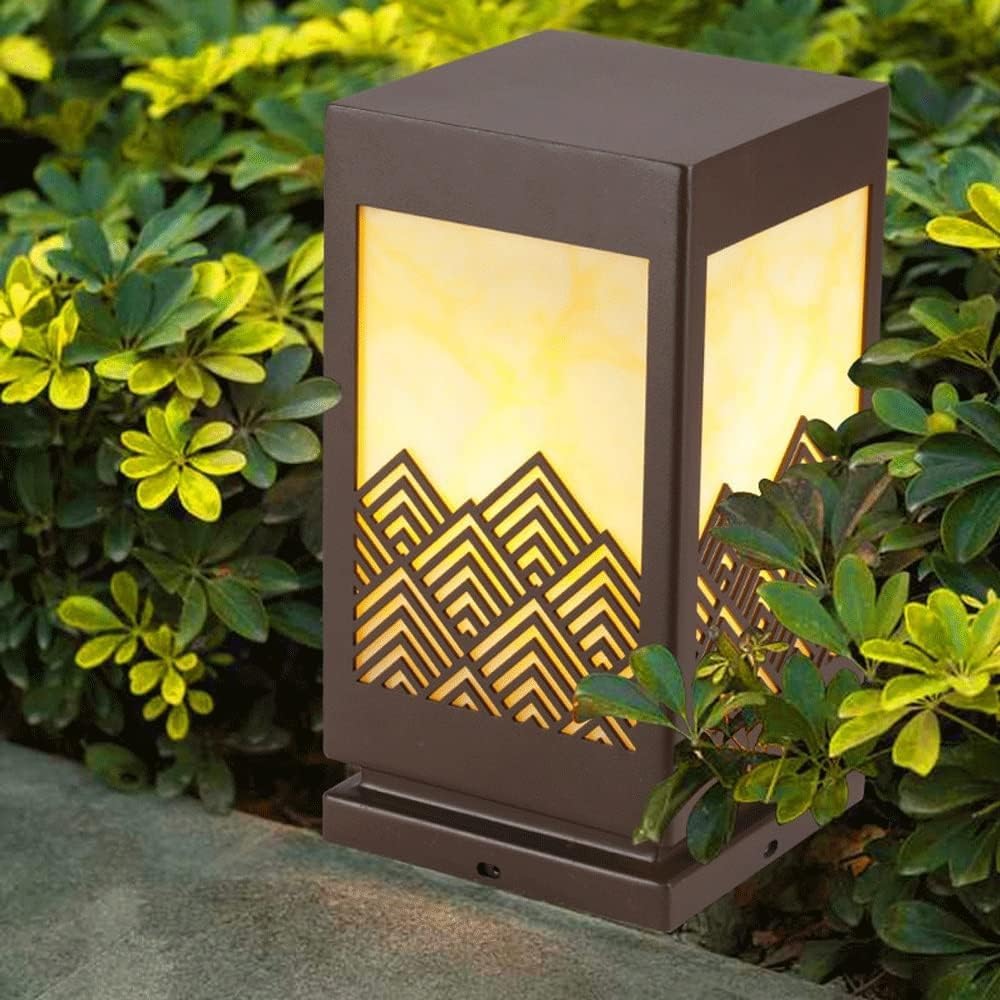 Iluminación for vallas de terraza y exteriores, luces de poste cuadrado, lámpara de columna impermeable IP55 for patio y camino.
