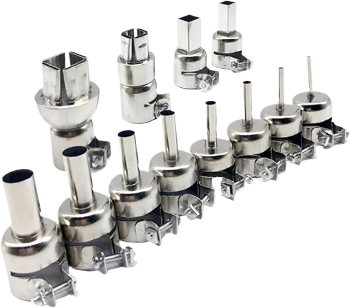 Universal Hot Air Gun Nozzles 12PCS Each Kind Specification Kit Soldering Station Rework Stations Nozzle Welding Accessories(12pcs)