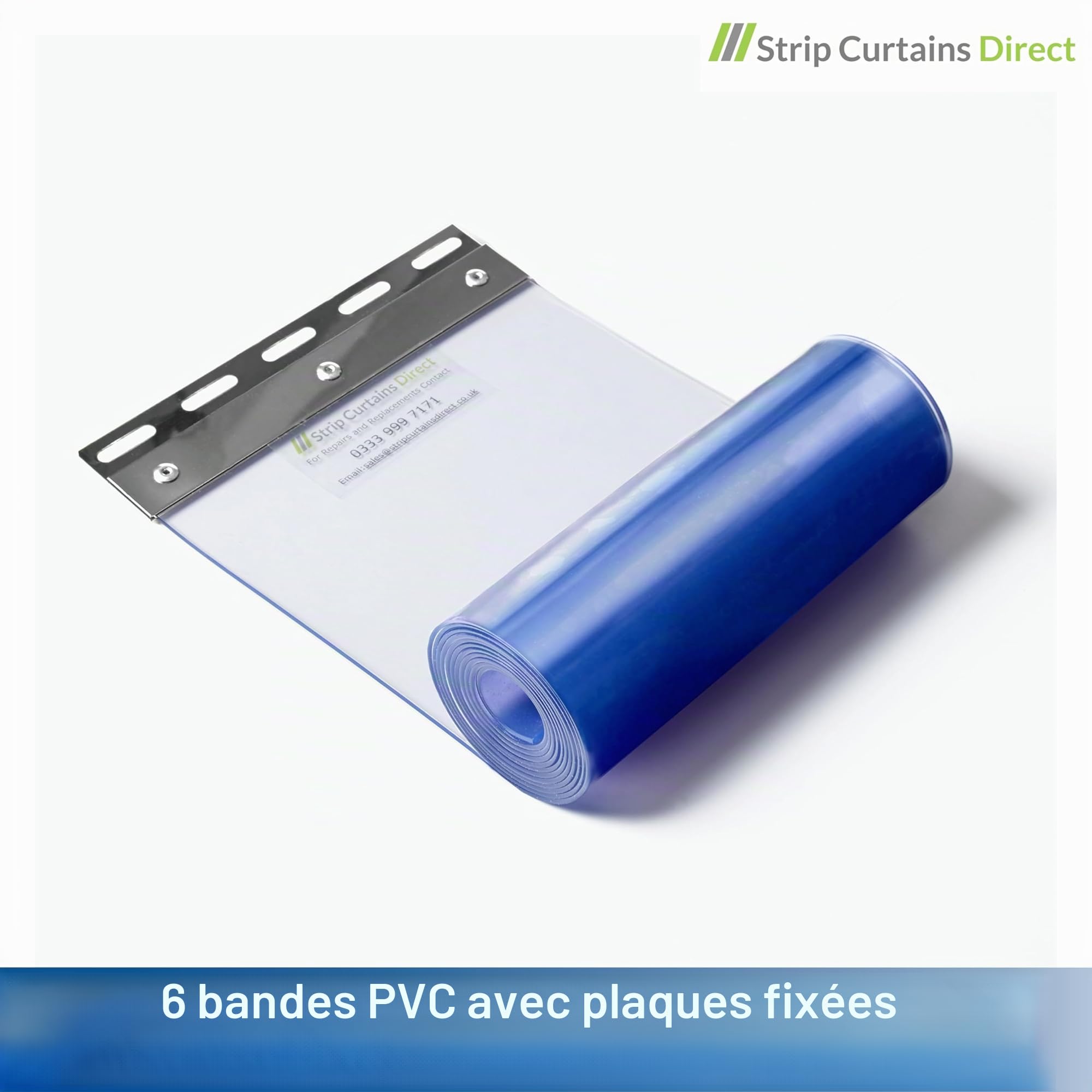 Kit de rideau en bandes de PVC – Idéal pour une porte de personnel ou de chambre froide, claire, 1m x 2.5m