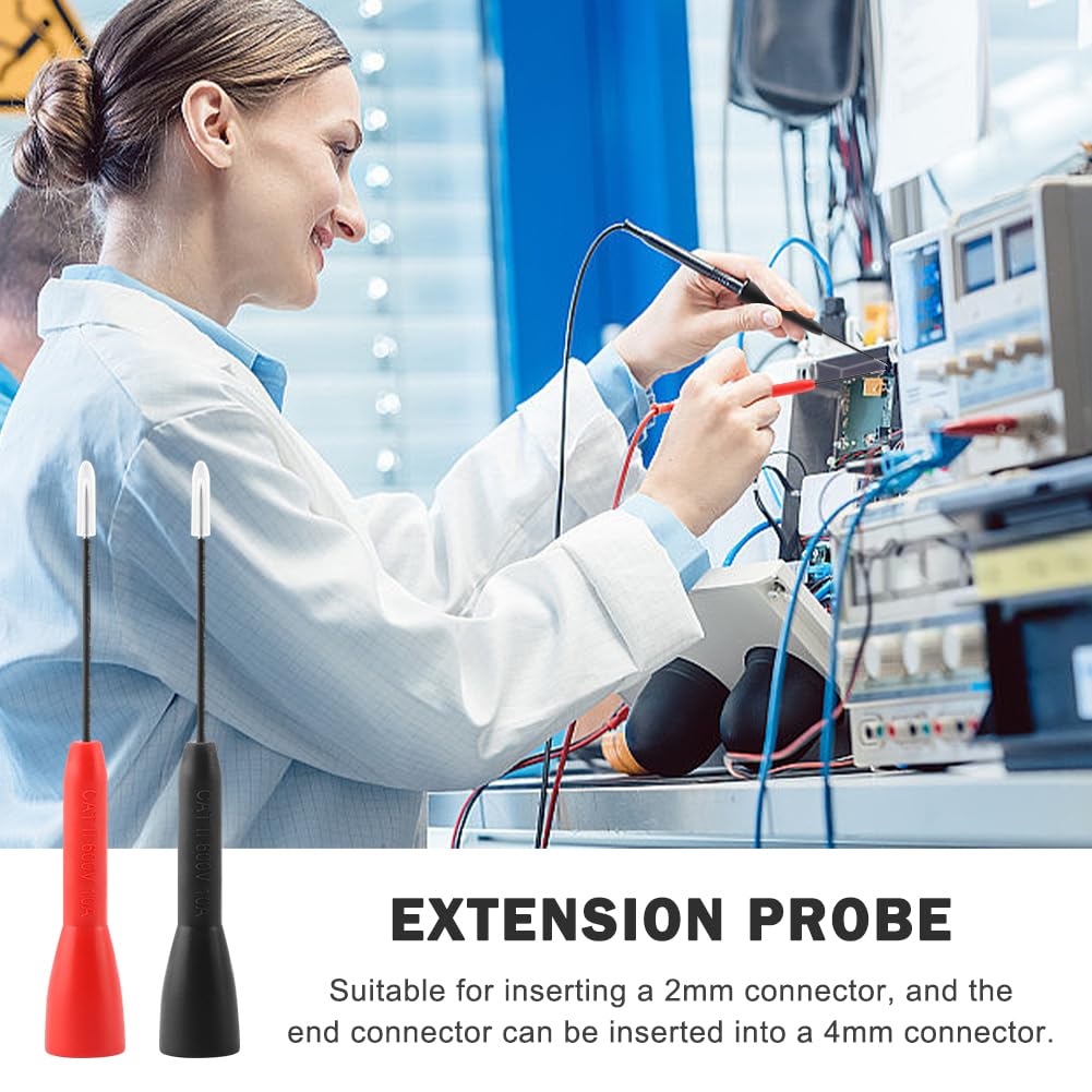 Paquete de 4 sondas de prueba de aguja extendida de 2 mm, cables de prueba de multímetro, sonda de prueba de multímetro no destructiva de 600 V/10 A para cables Fluke tl71 tl75