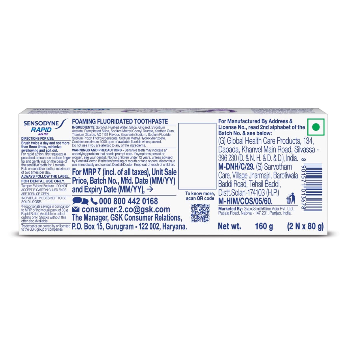 Sensodyne Toothpaste Rapid Relief | Fast Sensitivity Relief Tooth Paste Combo Pack - 160g (80gx2) | Fresh Taste | Dentist Recommended product image 2