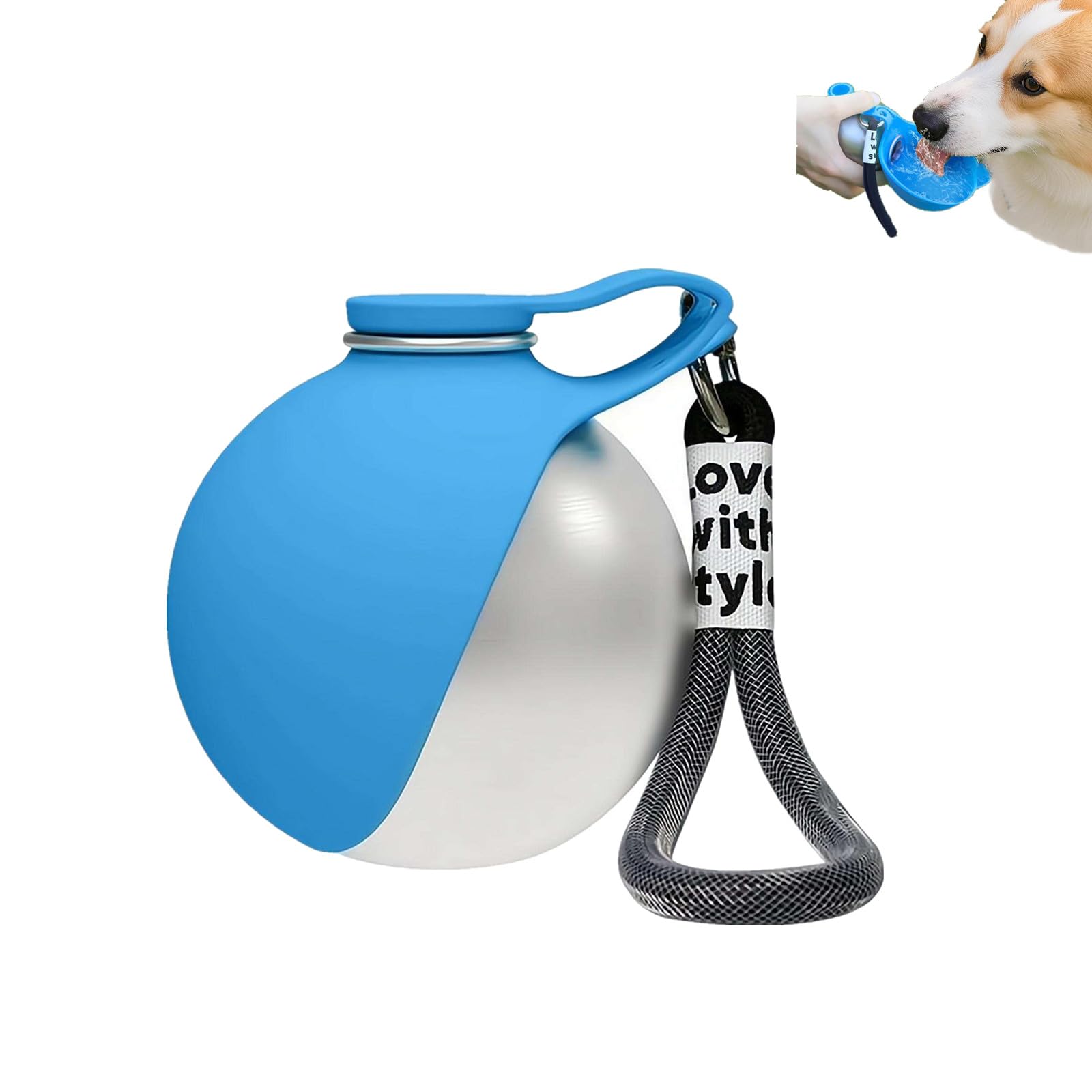 Foldable Pet Water Bottle for Travel, 2 in 1 Portable Tumbler for Dogs, 2026 New Dog Waterbottle, Stainless Steel Bottles & Silicone Bowl, for Walking Hiking Small Dog Water Bottle