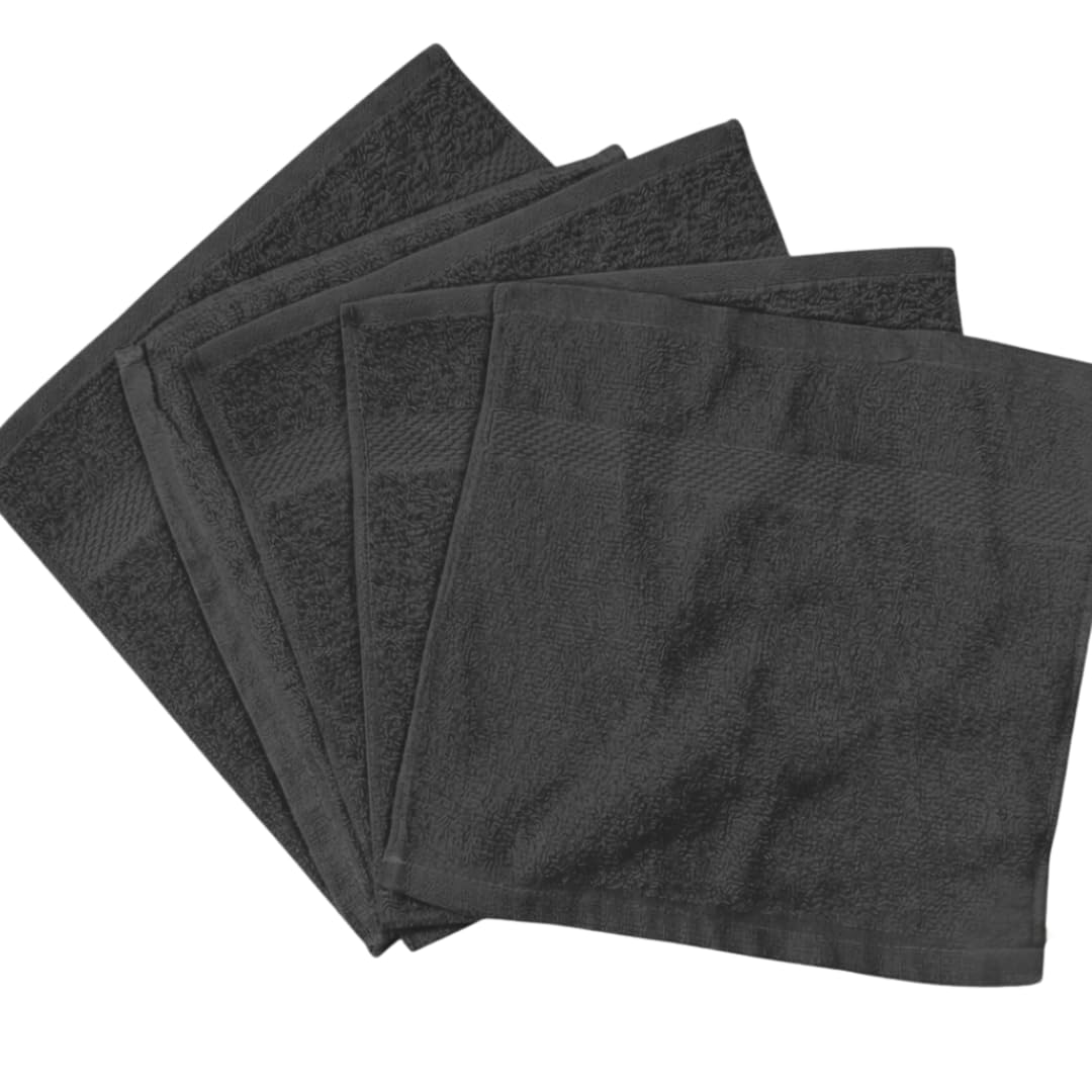Diamond Tex Pack of 6, 12, 24, 36, 48, 96 Face Cloth 100% Egyptian Cotton Soft Flannels Set Quick Absorbent Washcloth 500-GSM Gym, Golf Hand Wash Towels 30x30cm (Charcoal Grey, 6) โ image 1