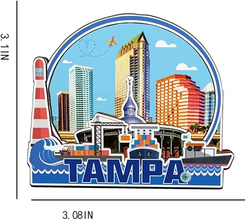 Miniatura 3 de Imán de madera para nevera de Tampa, Florida, Estados Unidos, Monumentos en 3D, recuerdos coleccionables, decoración hecha a mano -1859