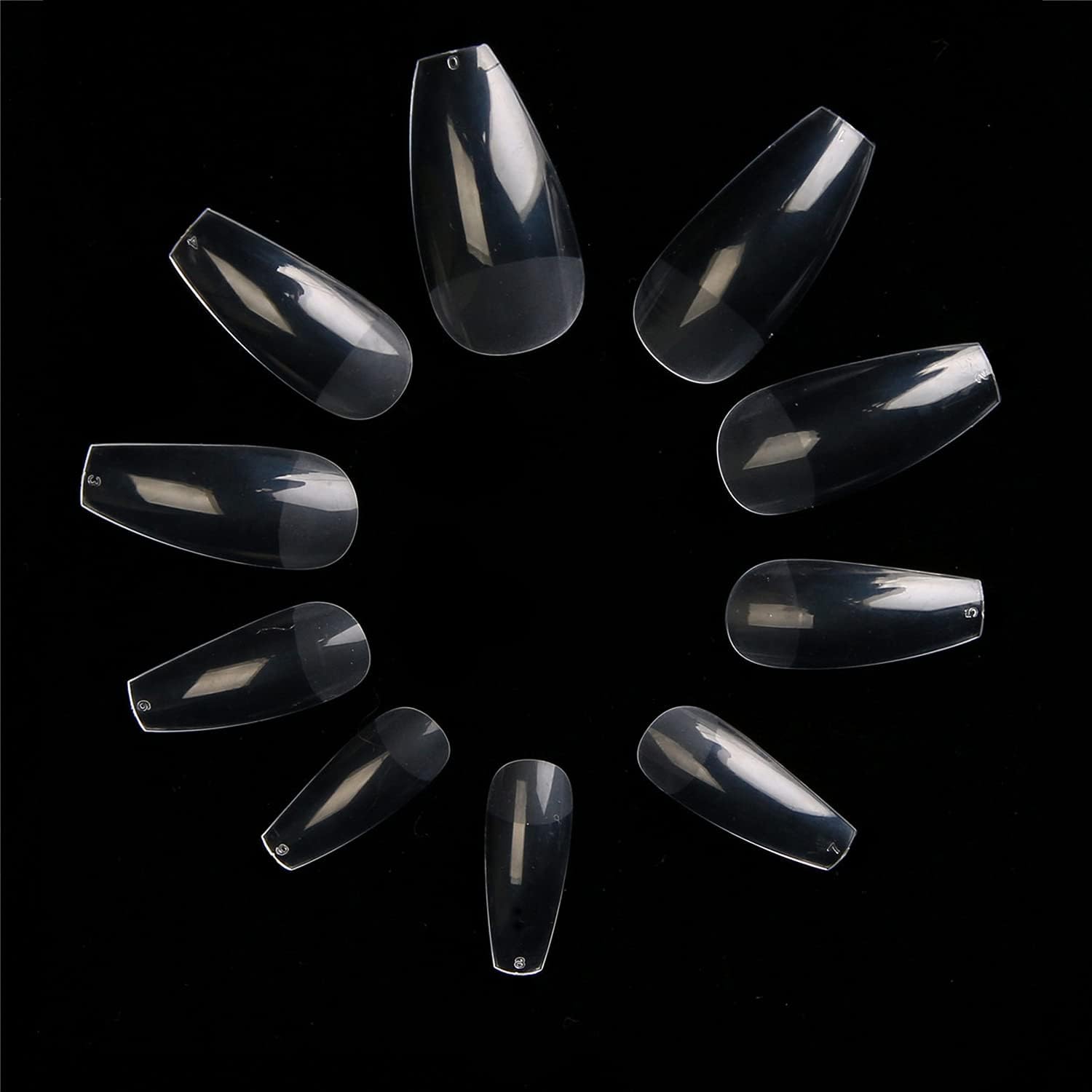Coffin Nails 600PCS Clear Ballerina Fake Nails Full Cover Long Nail Tips 10 Sizes by E EVEBYRA
