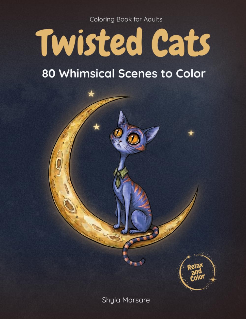 Twisted Cats: 80 Whimsical Gothic Cat Scenes to Color: An Adult Coloring Book with Cute and Mysterious Grayscale Illustrations