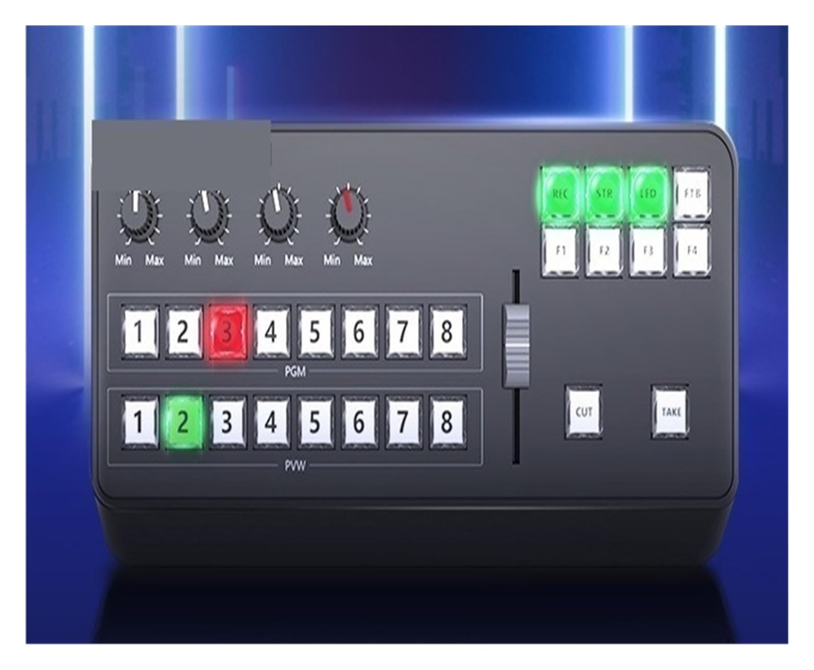Interruttore video, Video 1600 Panel Wireless Director Switcher Controllo PTZ for la registrazione di trasmissioni in streaming live per uffici domestici, data center(Mini Switcher)