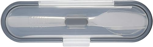 Miniatura 3 de Built Juego de cubiertos de viaje en estuche, cuchara de acero inoxidable 18/8, cuchillo y tenedor, 7.9 x 2.4 x 1.2 in, color plateado