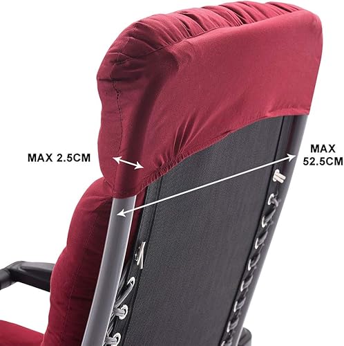 Miniatura 3 de Lounge Chaise Cushion Patio Recliner Chair Cushions Sun Lounger Mattress with Cap 60 Inch for Garden Outdoor Indoor Sofa Tatami Car Seat Bench (Red)