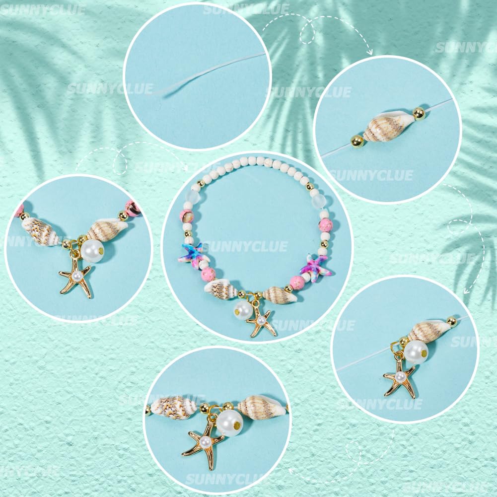 Kit Fabrication Bijoux Thème Océan - 375 Pièces Perles Coquillages, Étoiles De Mer, Tortues - Pour Colliers, Bracelets DIY