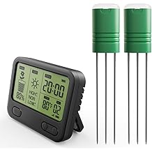 Nexuslab Wireless Soil Moisture Meter with LCD Receiver &ndash; 3‑Probe 3‑in‑1 Sensor (Moisture, Temperature, Light), 230 ft RF Range, Waterproof, Long Battery Life for Indoor/Outdoor Plants and Gardens