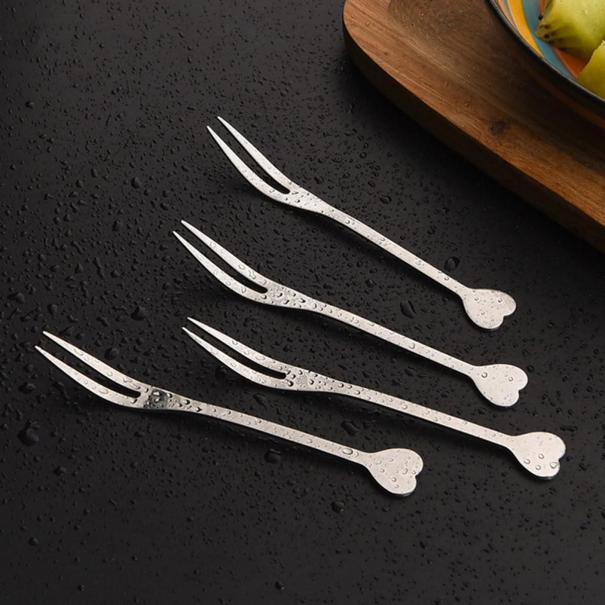 20pcs Heart Shaped Fruit Forks Stainless Mini Dessert Serving Set