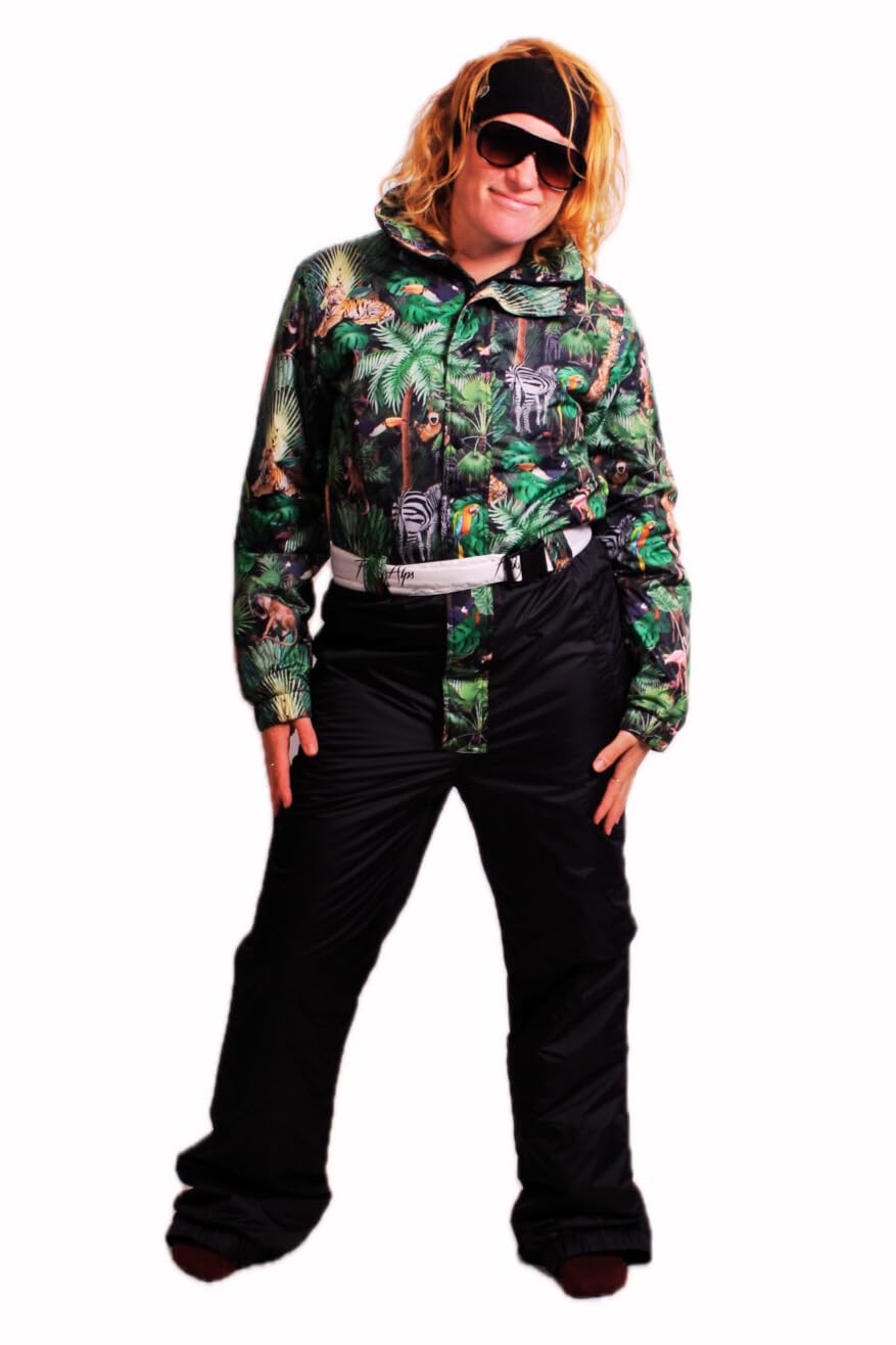 Jungle Skianzug - Unisex Dschungel Retro-Ski-Outfit - Wind- und wasserdicht - Perfekt für Après-Ski - Erhältlich in den Größen S bis XXL