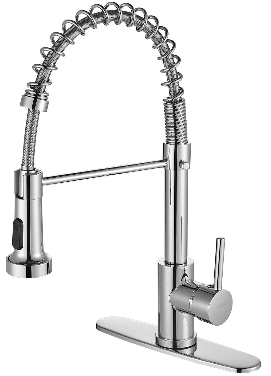 Cobbe Kitchen Faucet, Commercial Kitchen Faucet with Pull Down Sprayer, Chrome Stainless Steel Kitchen Sink Faucets for 1 or 3 Hole, Single Handle Spring Faucet for Sink Farmhouse Rv Laundry Room