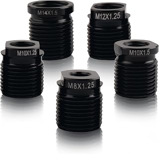 Figpade 5PCS Aluminum Shift Knob Adapters - Universal Thread Converters M8x1.25, M10x1.25, M10x1.5, M12, M14 for Manual Shifters