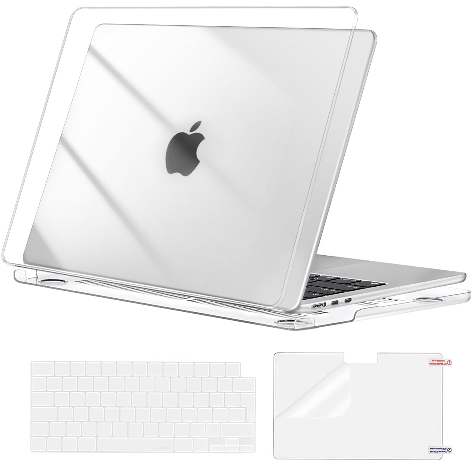 MOSISO Ultracienkie etui kompatybilne z MacBook Air 13 cali M5 2026 M4 M3 M2 2025-2022 13,6" wyświetlacz - jedwabista skóra, twarda obudowa i ochrona klawiatury oraz ochrona wyświetlacza A3449 A3240