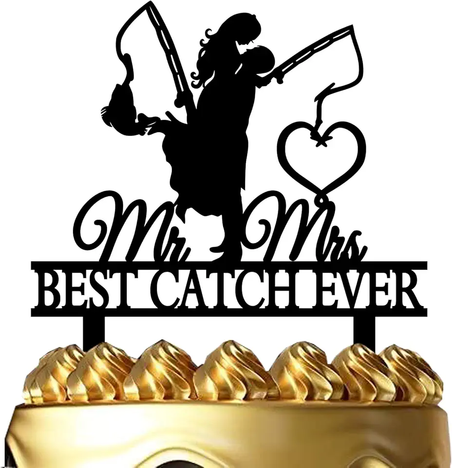 Funny Fishing Wedding Cake Topper - Best Catch...